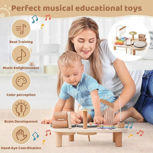 Baby Educational Toys Wooden Aeolian Bells Montessori Children's Musical Toys Xylophone Newborn Birthday Gifts Music Table Toys bite bites teether Store