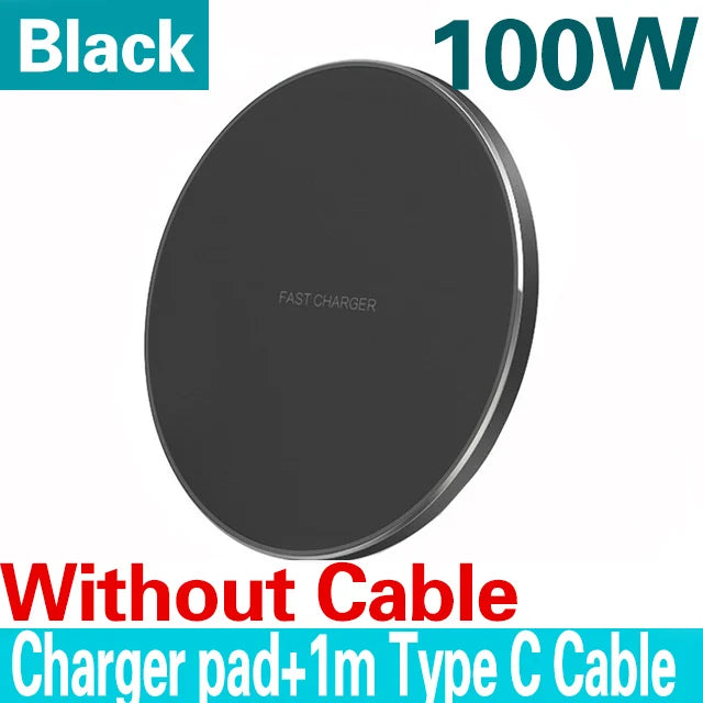 Fast Wireless Charger 100W  Pad for iPhone 15 14 13 12 11 Pro Max Samsung Galaxy S24 S23 S22 S20 Xiaomi Wireless Charging Station