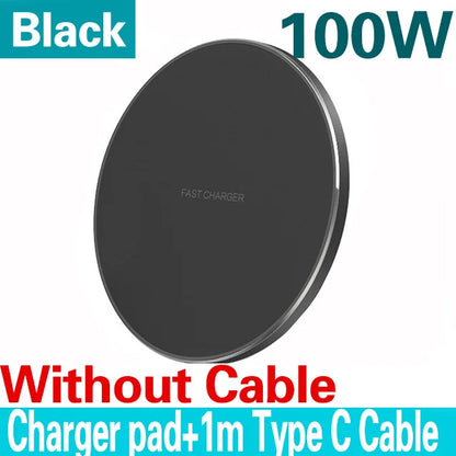 Fast Wireless Charger 100W  Pad for iPhone 15 14 13 12 11 Pro Max Samsung Galaxy S24 S23 S22 S20 Xiaomi Wireless Charging Station