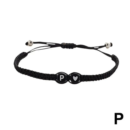 Personalized A-Z Initial Heart Bracelet - Adjustable Braided Name Jewelry