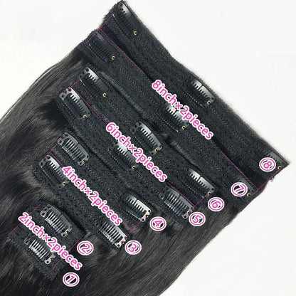 Clip In Hair Extensions Human Hair Brazilian Straight Clip In Natural Black Color Clip Ins Remy Hair 20 22 24 26 Inch 4# Women