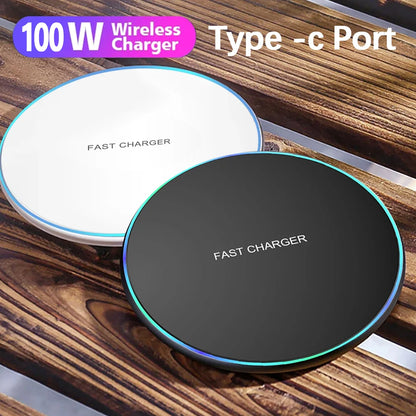 Fast Wireless Charger 100W  Pad for iPhone 15 14 13 12 11 Pro Max Samsung Galaxy S24 S23 S22 S20 Xiaomi Wireless Charging Station