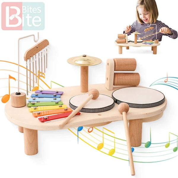 Baby Educational Toys Wooden Aeolian Bells Montessori Children's Musical Toys Xylophone Newborn Birthday Gifts Music Table Toys bite bites teether Store